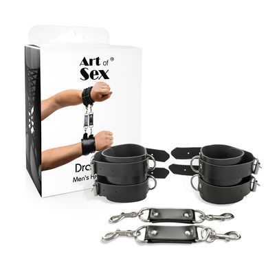 Наручники мужские Art of Sex - Handcuffs Dragons man из экокожи, цвет черный SO9975 фото