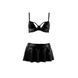 Комплект белья под латекс Passion DEBY SET XXL/XXXL, black, лиф, мини-юбочка, стринги PS25703 фото 3