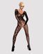 Бодістокінг Obsessive Bodystocking F210 S/M/L black, рукава-мітенки, сітка, кольорове мереживо &mdash; фото 4