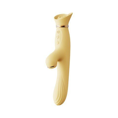 Вібратор з підігрівом та вакуумною стимуляцією клітора Zalo - ROSE Vibrator Lemon Yellow &mdash; фото товару
