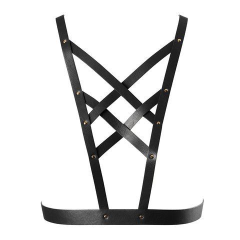 Портупея з екошкіри Bijoux Indiscrets Maze &ndash; Cross Cleavage Harness Black SO5915 фото