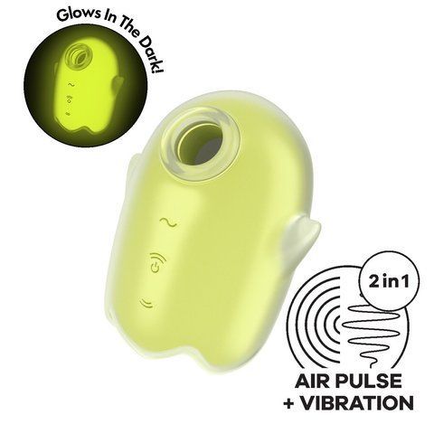 Вакуумний кліторальний стимулятор з вібрацією Satisfyer Glowing Ghost Yellow, світиться в темряві SX0543 фото