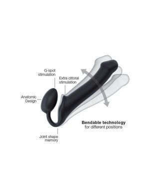 Безремінний страпон Strap-On-Me Black L, повністю регульований, діаметр 3,7 см &mdash; фото товару