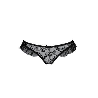 Трусики с оборками Passion Exclusive DONIA THONG L/XL, black PS25901 фото