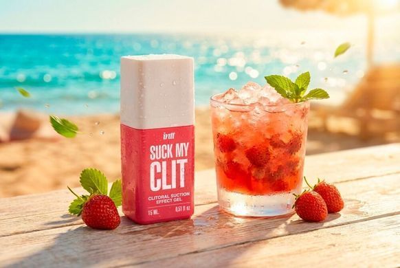 Смоктайзер для клітора Intt Suck My Clit Wild Strawberry (15 мл), полуниця, гель з ефектом посмоктування &mdash; фото товару