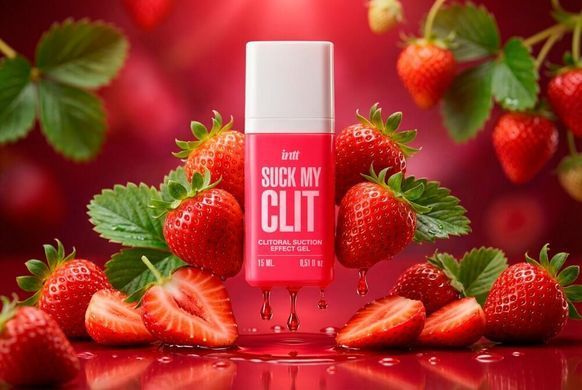 Смоктайзер для клітора Intt Suck My Clit Wild Strawberry (15 мл), полуниця, гель з ефектом посмоктування &mdash; фото товару