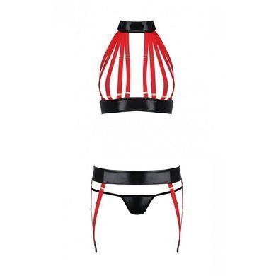 Комплект женского белья из ремешков Passion AZIZA S/M, red, бюстгальтер, пояс, стринги SO7639 фото