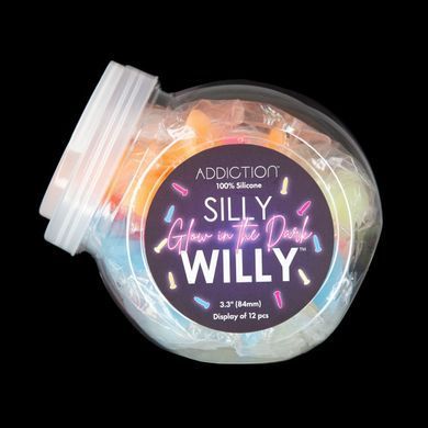 Набір фалоімітаторів ADDICTION Silly Willy Glow in the Dark, 4 кольори, 12 шт, світяться в темряві &mdash; фото товару