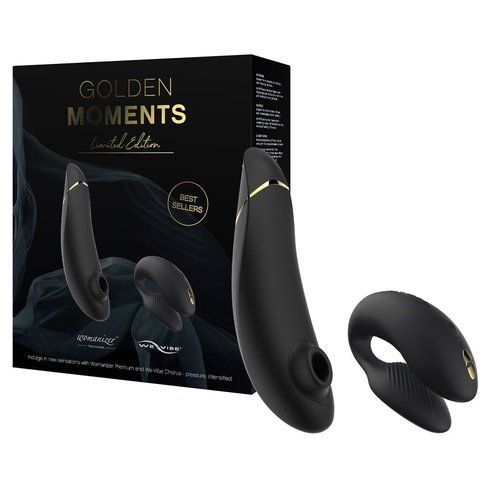 Преміальний подарунковий набір Golden Moments: Womanizer Premium та We-Vibe Chorus Black &mdash; фото товару