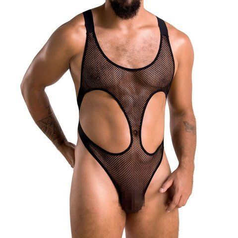 Чоловіче сітчасте боді Passion 040 LEON S/M Black, сітка, резинки &mdash; фото товару