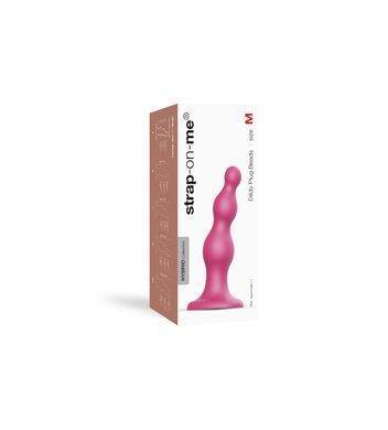 Насадка для страпона Strap-On-Me Dildo Plug Beads Framboise Metallic M &mdash; фото товару