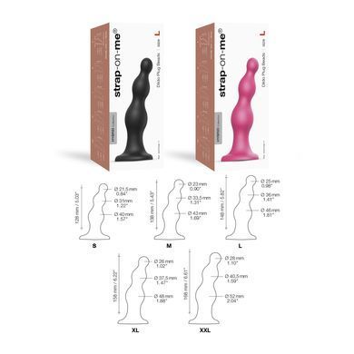 Насадка для страпона Strap-On-Me Dildo Plug Beads Framboise Metallic M &mdash; фото товару