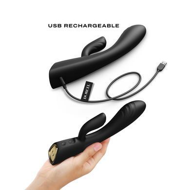 Вібратор-кролик з підігрівом Dorcel FLEXI RABBIT BLACK, гнучкий стовбур &mdash; фото товару
