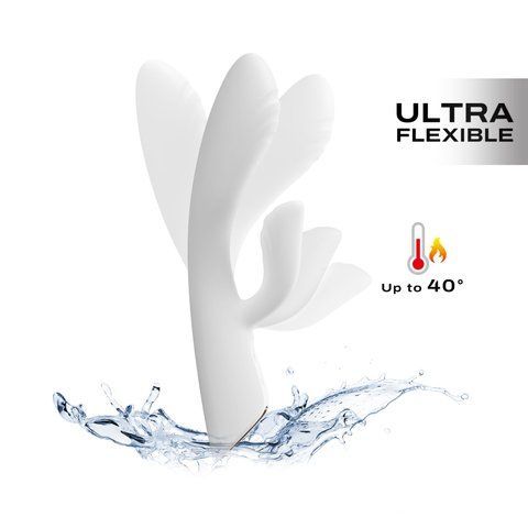 Вібратор-кролик з підігрівом Dorcel FLEXI RABBIT WHITE, гнучкий стовбур &mdash; фото товару