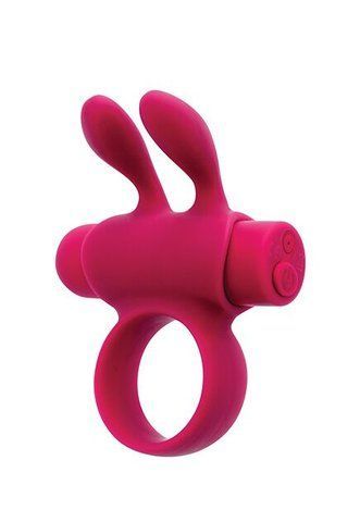 Ерекційне віброкільце S Pleasures Premium Rabbit Ring, рожеве, зі знімною віброкулею та вушками &mdash; фото товару