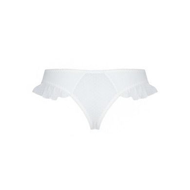 Трусики в горошок, з рюшами та шнурівкою Passion FATIN THONG S/M, white &mdash; фото товару