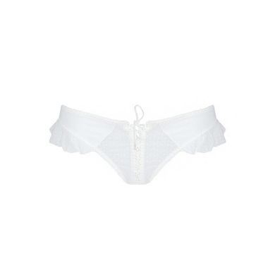 Трусики в горошок, з рюшами та шнурівкою Passion FATIN THONG S/M, white &mdash; фото товару