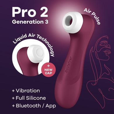 Вакуумний кліторальний стимулятор Satisfyer Pro 2 Generation 3 with Liquid Air Connect App Wіnе Red &mdash; фото товару