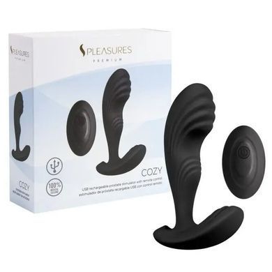 Вібромасажер простати S Pleasures Premium Cozy, чорний, з рельєфною головкою, 10 режимів &mdash; фото товару