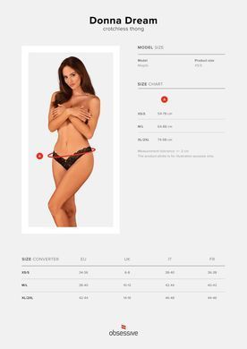 Мереживні стрінги Obsessive Donna Dream crotchless thong M/L Black, відкритий доступ &mdash; фото товару