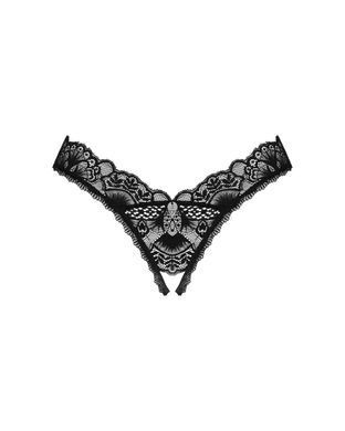 Мереживні стрінги Obsessive Donna Dream crotchless thong M/L Black, відкритий доступ &mdash; фото товару
