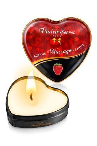 Распродажа!!! Массажная свеча-сердечко Plaisirs Secrets Strawberry 35 мл (срок 04.2026) AT-SO1867-R фото