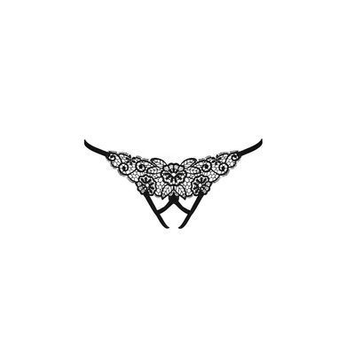 Трусики мереживні з доступом Passion Exclusive VIOLANTE THONG S/M, black &mdash; фото товару