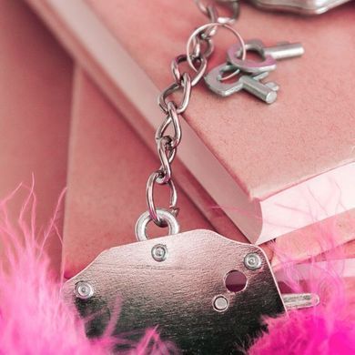 Наручники металеві Adrien Lastic Handcuffs Pink з рожевим пухнастим оздобленням &mdash; фото товару