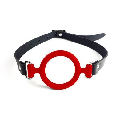 Кляп-розширювач силіконове кільце Art of Sex &ndash; Gag ring, червоний, натуральна шкіра &mdash; фото товару