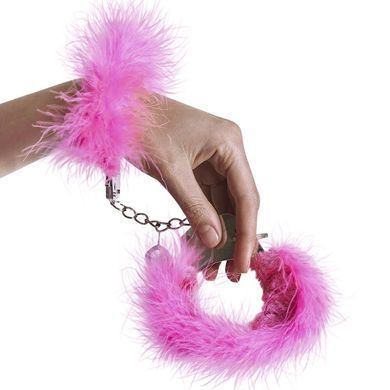 Наручники металеві Adrien Lastic Handcuffs Pink з рожевим пухнастим оздобленням &mdash; фото товару