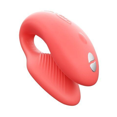 Смарт-вібратор для пар We-Vibe Chorus Crave Coral, сенсорне керування вібраціями стисненням пульта &mdash; фото товару