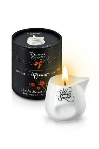 Масажна свічка Plaisirs Secrets Red Wood (80 мл) подарункове паковання, керамічний посуд &mdash; фото товару
