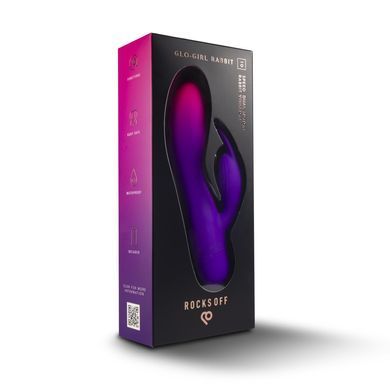 Вібратор-кролик Rocks Off Glo Girl &ndash; Rabbit, 2 мотори, 10 режимів, на батарейках &mdash; фото товару