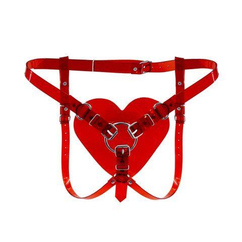 Трусики Серце для страпону Feral Feelings - Hearts Strap-on Belt Red Trasparent SO9314 фото