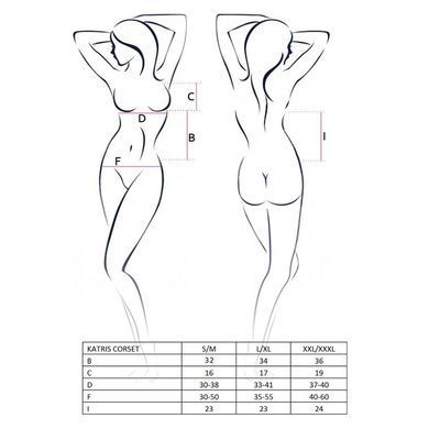 Корсет з пажами Passion KATRISS CORSET XXL/XXXL, black, трусики, шнурівка EL12103 фото