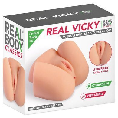 Мастурбатор-півторс з вібрацією Real Body Real Vicky вагіна та анус, 22х19 см &mdash; фото товару
