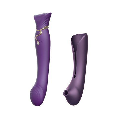 Смартвібратор 3в1 Zalo &mdash; Queen Set Twilight Purple, пульсівна перлина та вакуум, кристал Swarovski &mdash; фото товару