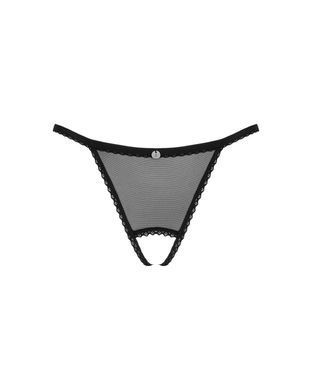 Прозорі стрінги з доступом Obsessive Celia Noir crotchless thong XS/S &mdash; фото товару