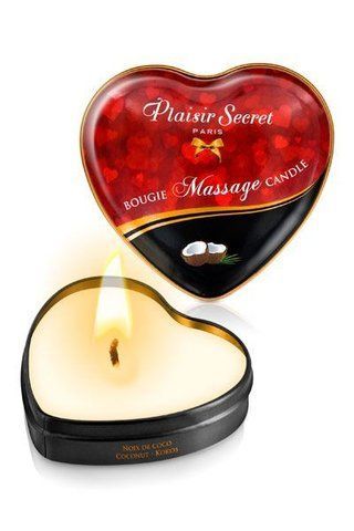 Распродажа!!! Массажная свеча сердечко Plaisirs Secrets Coconut 35 мл (срок 04.2026) AT-SO1868-R фото