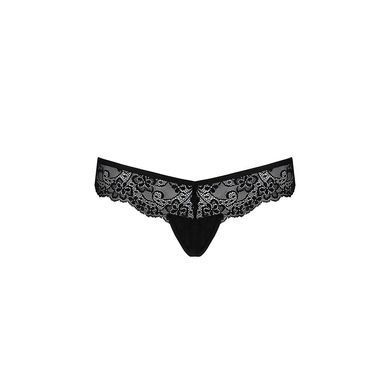 Мереживні трусики-танга з атласним бантиком Passion NAJA THONG S/M, black &mdash; фото товару
