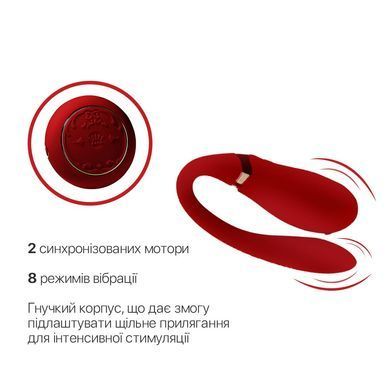 Смартвібратор для пар Zalo Fanfan set Bright Red, пульт ДК &mdash; фото товару